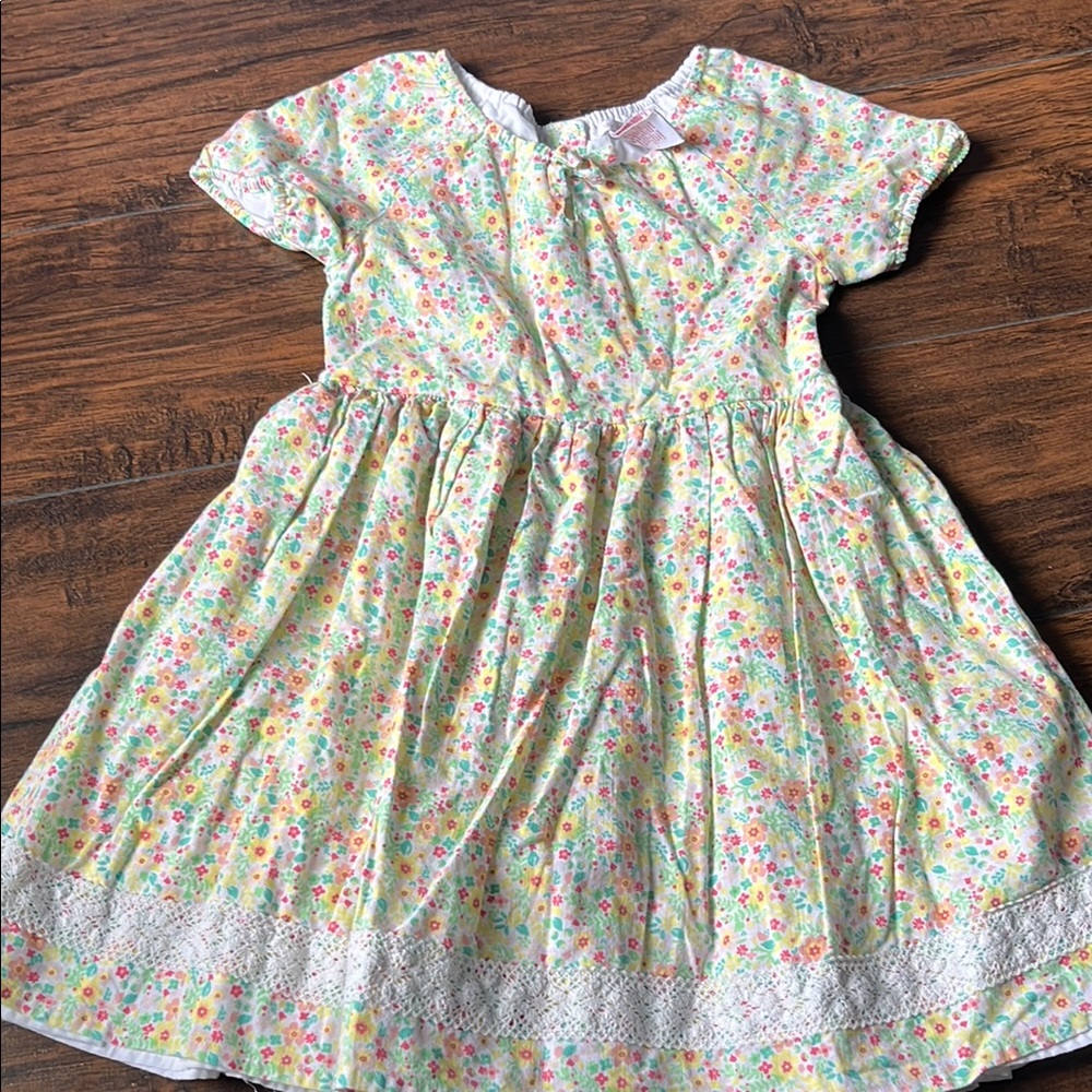 Shabby Chic Pink and Blue Puff Sleeve Casual Dress
